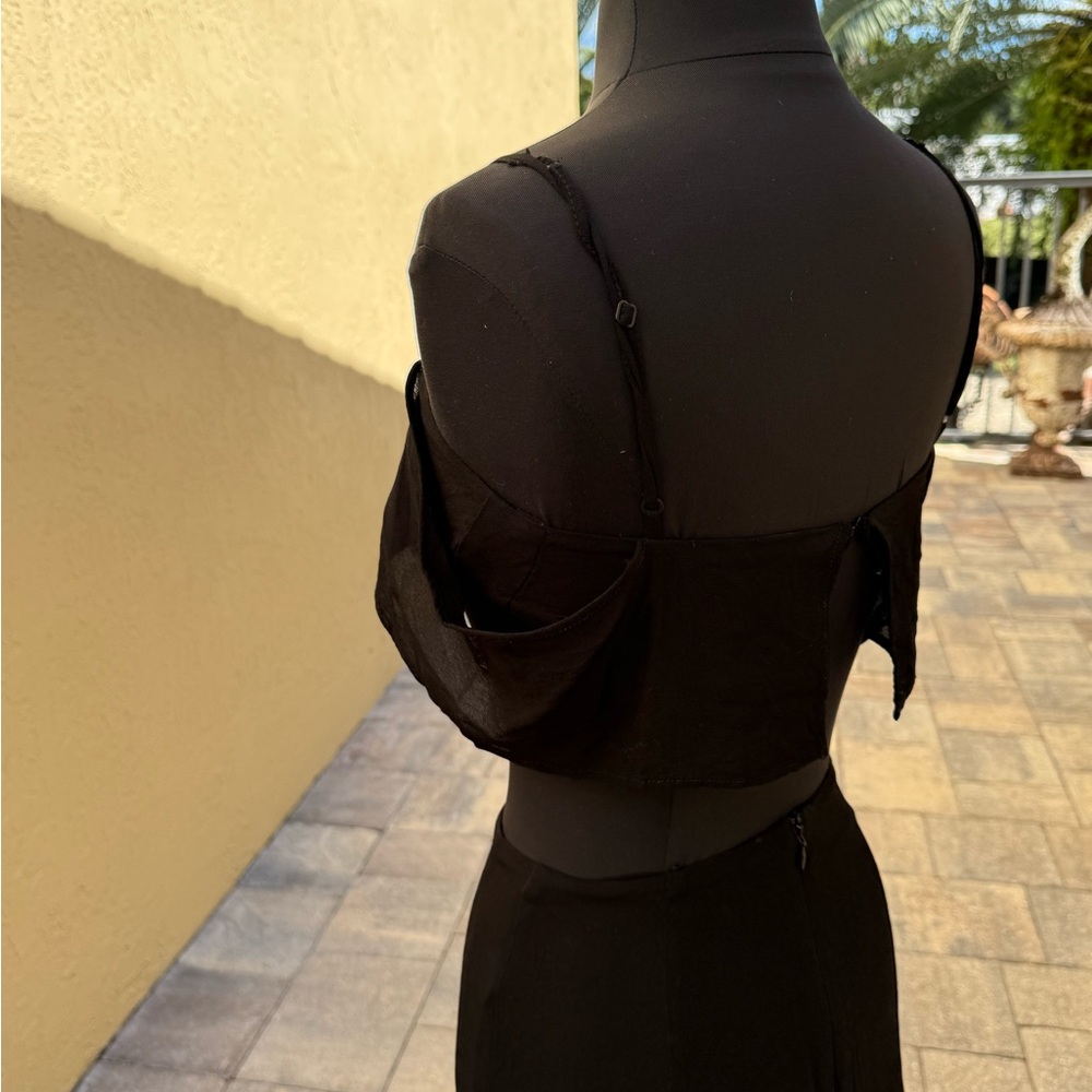 REFORMATION Black Gauzy Two-Piece Crop Top + Skirt Set Sz 2 $298 - Picture 11 of 12